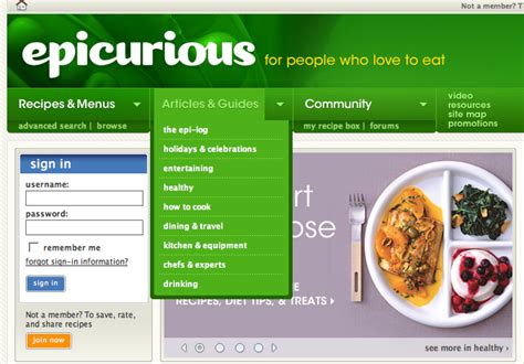 epicurious recipes website
